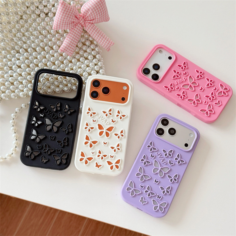 Phone Cases Expensive - Luxe effenkleurige, uitgeholde vlinder zachte siliconen