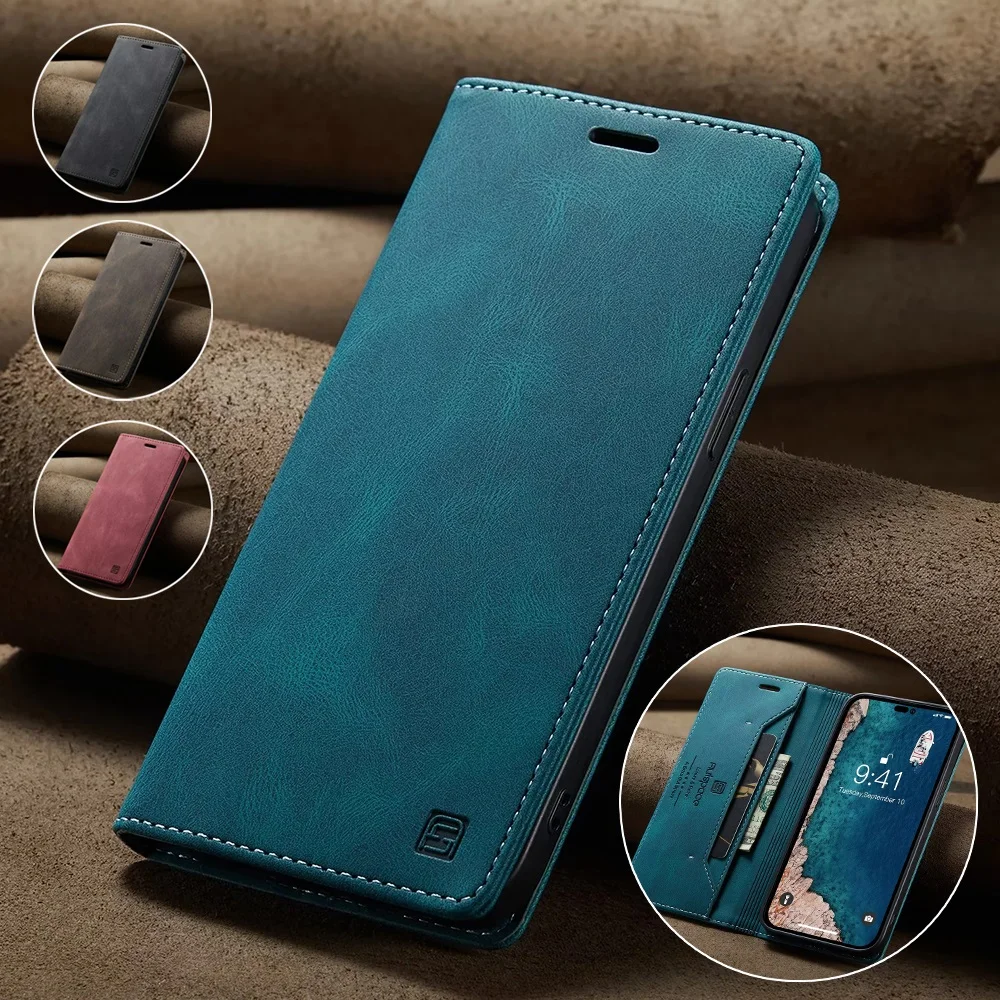 Leather Folio Wallet Case - Leren hoesjes voor iPhone 16 15