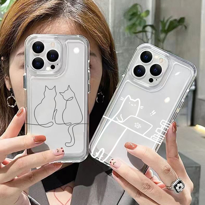 Phone Cases Cat - Schattige Line Cat Anti-drop Telefoonhoesje voor