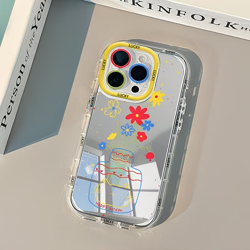 Phone Cases Cat - Zomerse Daisy Cat Vaas Design Spiegel