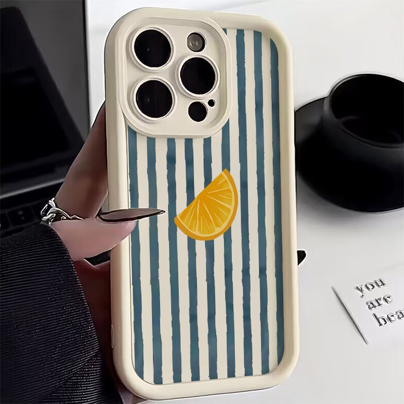 Phone Cases Xs Iphone - Gestreept Citroenschijfje Patroon Telefoonhoesje Voor iPhone