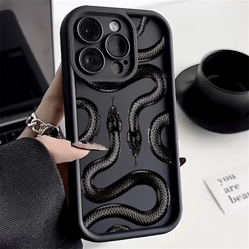 Phone Cases Xs Iphone - Zwarte Slangenprint Telefoonhoesje Voor iPhone 17