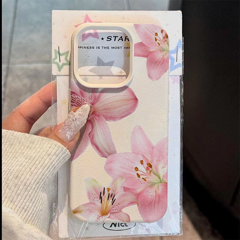 Samsung Galaxy S25 - Roze Lelie Lychee Textuur Telefoon Case