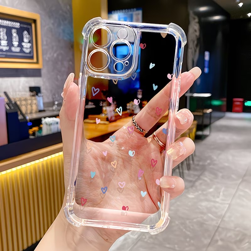Phone Cases Xs Iphone - Transparante hoekbeschermende telefoonhoes met kleurrijke harten