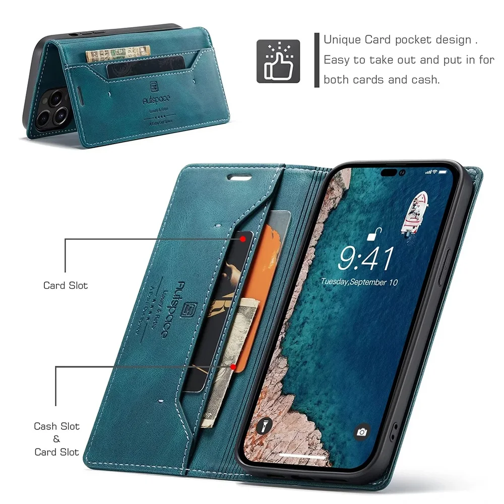 Leren hoesjes voor iPhone 16 1 - Leather Folio Wallet Case recensie en prijs