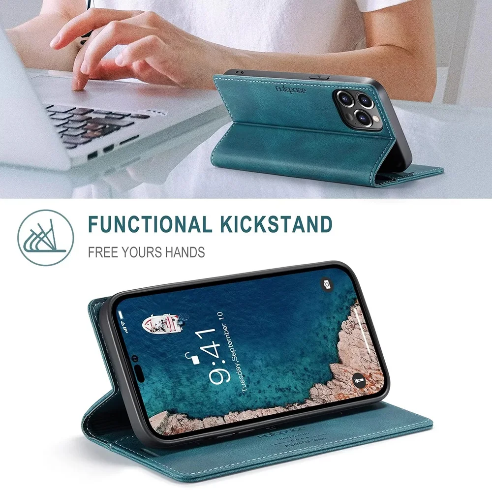 Leren hoesjes voor iPhone 16 1 - Leather Folio Wallet Case recensie en prijs