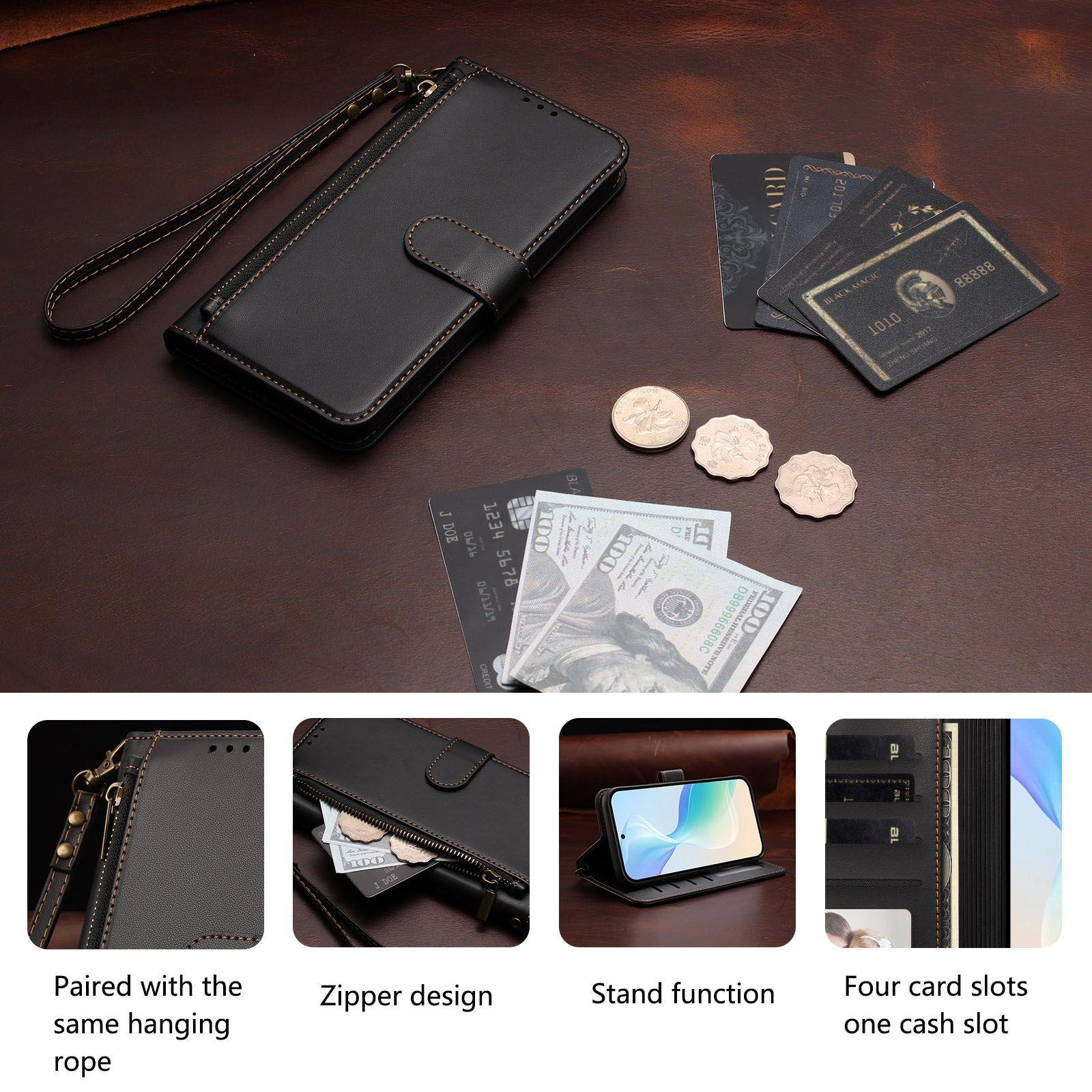 Folio Magnetische Portemonnee  - Leather Folio Wallet Case recensie en prijs
