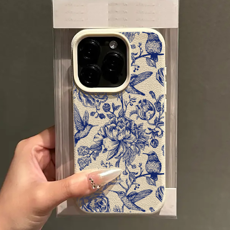 Blauwe retro bloemen- en vogel - Phone Cases Xs Iphone recensie en prijs