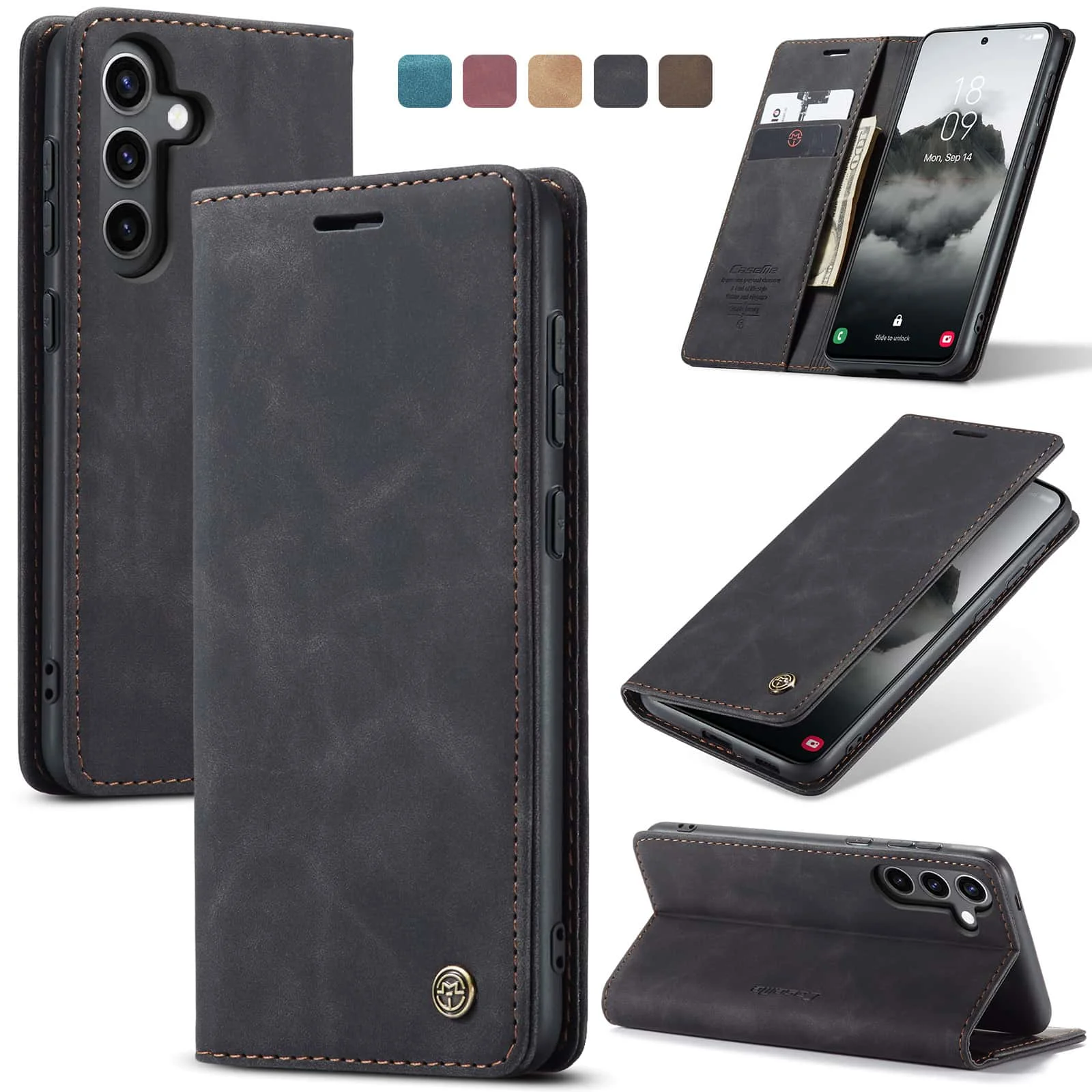 Retro lederen flipcase voor Sa - Leather Folio Wallet Case recensie en prijs
